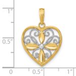 10K W/ Rhodium Beaded Filigree Fashion Heart Charm - Image 3