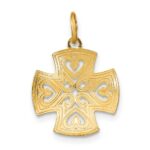 10K w/Rhodium Hearts and D/C Maltese Cross Charm - Image 4