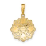 10K w/Rhodium and D/C  Filigree Flower Charm - Image 4
