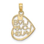 10K w/ Rhodium LIVE LOVE LAUGH In Heart Charm - Image 4