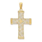 10K W/ Rhodium D/C and Cut-Out Cross Charm - Image 4