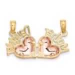 10k Two-Tone MOTHER and DAUGHTER Break-Apart Hearts Charm - Image 4