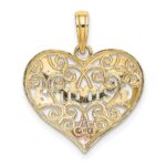 10K Two-tone w/White Rhodium GRANDMA Heart Charm - Image 4