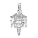 10K White Gold RN Caduceus Pendant - Image 3