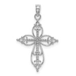 10K White Gold Beaded Cross Charm