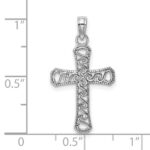 10k White Gold Fancy Cross Pendant - Image 2