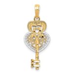 10k & w/Rhodium Filigree Heart Lock and Key Pendant - Image 4