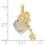10k & w/Rhodium Filigree Heart Lock and Key Pendant - Image 5