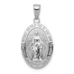 10k White Gold Miraculous Medal Pendant