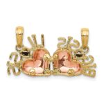 10k Rose & Yellow Gold w/White Rhodium Big Sis/Lil Sis Break-a-part Pendant - Image 4