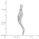 10k White Gold Solid D/C Italian Horn Charm - Image 2