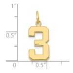 10k Medium Polished Number 3 Charm - Image 3