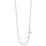 10k White Gold Small Sideways Curved Cross Necklace - Image 2