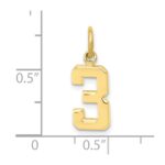 10k Small Polished Number 3 Charm - Image 3