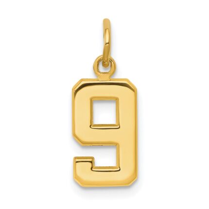 10k Small Polished Number 9 Charm