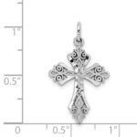 10K White Gold Diamond-Cut Cross Charm - Image 3
