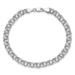 10k White Gold Lite 5mm Double Link Charm Bracelet - Image 4