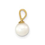 10K 5-6mm White Round Freshwater Cultured Pearl Pendant - Image 2