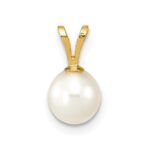 10K 6-7mm White Round Freshwater Cultured Pearl Pendant - Image 3