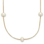 10k 5-6mm White Round Freshwater Cultured Pearl 9-Station 18 inch Necklace