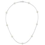 10K White Gold 5-6mm White Round Freshwater Cultured Pearl 9-station 18 inch Necklace - Image 4