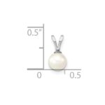 10k White Gold 5-6mm White Round Freshwater Cultured Pearl Pendant - Image 4