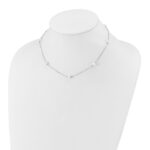 10K White Gold 5-6mm Round White Freshwater Cultured Pearl 7 Station 16 inch Necklace - Image 3