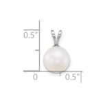 10k White Gold Polished 8-9mm Round White Freshwater Cultured Pearl Pendant - Image 4