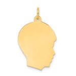10K Plain Medium .018 Gauge Facing Right Engravable Boy Head Charm