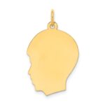 10K Plain Medium .013 Gauge Facing Right Engravable Boy Head Charm - Image 3