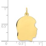 10K Plain Medium .018 Gauge Facing Right Engravable Girl Head Charm - Image 2