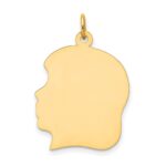 10K Plain Large .018 Gauge Facing Left Engravable Girl Head Charm