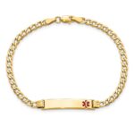 10k Semi-Solid Medical Red Enamel Cuban Link ID Bracelet - Image 4