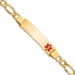 10k Semi-Solid Medical Polished Red Enamel Figaro ID Bracelet