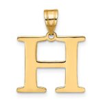 10K Polished Etched Letter H Initial Pendant - Image 3