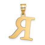 10K Polished Etched Letter R Initial Pendant - Image 3