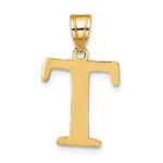 10K Polished Etched Letter T Initial Pendant - Image 3