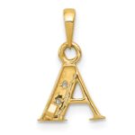 10K and Rhodium Diamond Initial A Pendant - Image 4