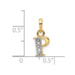 10K and Rhodium Diamond Initial P Charm - Image 3