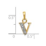 10K and Rhodium Diamond Initial V Charm - Image 3
