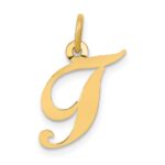 10K Small Fancy Script Initial T Charm