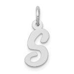 10k White Gold Small Script Initial S Charm