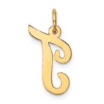 10K Medium Script Letter T Initial Charm - Image 3