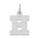 10k White Gold Small Block Initial H Charm
