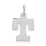 10k White Gold Small Block Initial T Charm