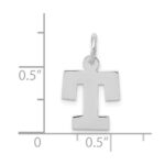 10k White Gold Small Block Initial T Charm - Image 2
