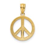 10k Polished Peace Sign Circle Pendant - Image 4