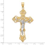 10k Two-tone INRI Fleur De Lis Crucifix Pendant - Image 2
