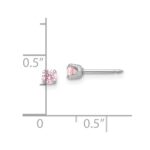 Inverness 14k White Gold 3mm Pink CZ Stud Short Post Piercing Earrings - Image 3