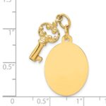 14K Polished Engraveable Disc and Key Charm - Image 4